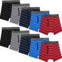 Fruit of the Loom Boy's and Toddler Boxer Briefs, Tag Free & Breathable Underwear, Color Multipacks, 10 Pack-Assorted Stripes, X-Large