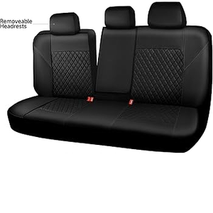 CAR PASS Leather Back Seat Cover, Universal Quilting Waterproof Bench Rear Seat Cover Universal car seat Cover Fit 95% Automotive Interior Covers for Cars Sedans SUVs (Rear,All Black)