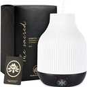 Essential Oil Diffuser Lamp, White Ceramic + Wood, Ultrasonic 180ml, Whisper soft, 4 Timers + 5 Light Settings, Auto Shut Off, Home + Office, Humidifier Air Purifier Aromatherapy