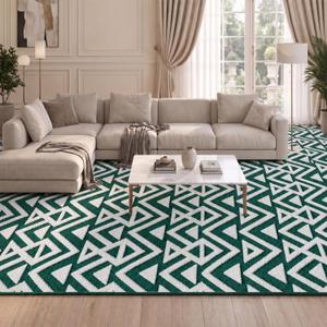 LOCHAS Ultra Soft Area Rug 7x10, Dark Green Shaggy Rugs for Living Room