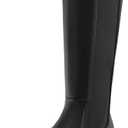 Womens Knee High Boots Platform Stretch Lug Sole Riding Boots Round Toe Elastic Comfortable Fashion Dress Boots with Side Zipper (8, Black)
