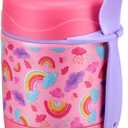Pawtong 10oz Soup Thermo for Hot Food Kids Insulated Food Jar,Thermo Hot Food Lunch Container, Width Mouth Stainless Steel Lunch Box for Kids with Spoon (Pink-rainbow)