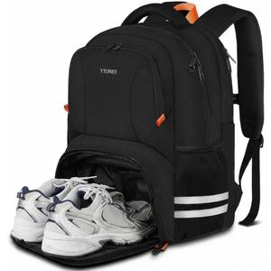 Ytonet Gym Backpack For Men Women, Travel Sports Backpack With Shoe Compartment, Large Workout Water Resistant College Bag Fit 17.3 Inch Laptop, Hiking, Black