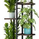 LINZINAR Plant Stand 6 Tier 7 Potted Indoor Plant Shelf Multiple Stands for Garden Corner Balcony Living Room (Black Oak)