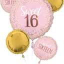 Pink Blush Sweet Sixteen Foil Party Balloon Bouquet by Anagram