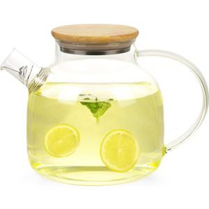 WHJY Clear Glass Teapot Glass Pots for Cooking on Stove Clear Teapots with Infuser for Loose tea, Kettle Teapot for Loose Leaf for Boiling Water -50 oz