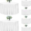 Fixwal 60 Inch [for 20-48'' Tables] White Round Tablecloth, 6 Pack Round Table Cloth Polyester Fabric Washable Table Covers for Wedding, Party, Banquet, Dining, Birthday Events