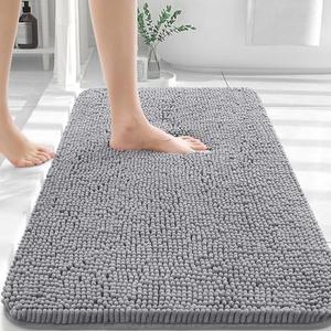 Bathroom Rugs 30x20, Extra Soft Absorbent Chenille Bath Rugs, Rubber Backing Quick Dry, Machine Washable Bath Mats for Bathroom Floor, Tub and Shower, Home Decor Accessories, Grey