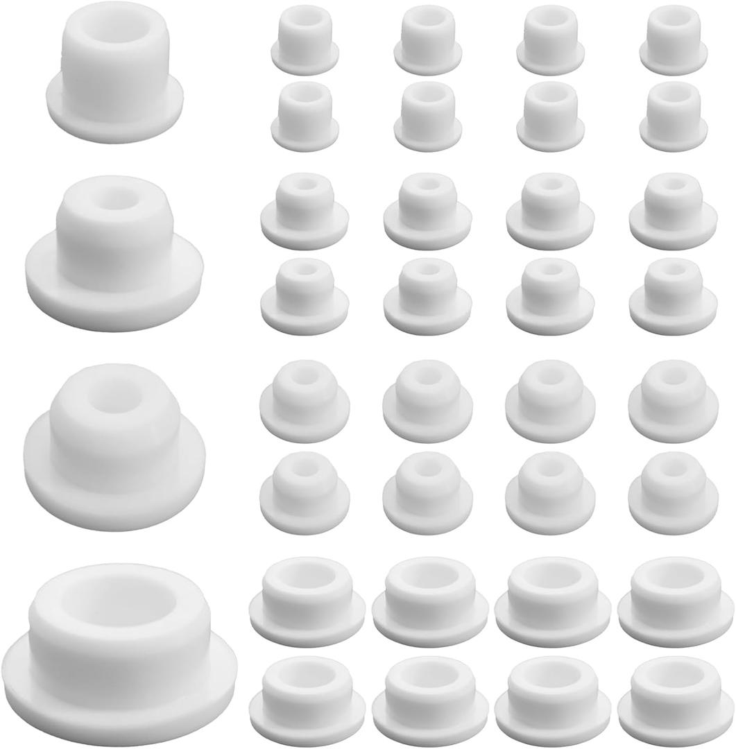 32 PCS Bathtub Jet Covers Silicone Hole Plug Waterproof Tube Plugs White 4 Sizes Bathtub Plug Fit for 12mm 14mm 16mm 22-23mm Bathtub Hole