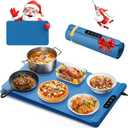Food Warming Mat with Protective Table Mat, Graphene Fast Full-Surface Heating Mat, Electric Warming Tray with 6 Temperature and 6HoursTimer, Portable Rollable Food Warmer Perfect For Parties Buffet (Blue)