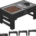 ELS PET Elevated Dog Bowls, Adjustable Raised Dog Bowls with No Spill Dog Water Bowl and Stainless Steel/Slow Feeder, for Small Medium Large Dogs,Cats & Pets (Stainless Steel)