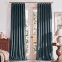 RYB HOME Dusty Blue Velvet Curtains for Bedroom Living Room Nursery, Thermal Insulated Light Blocking Floor Length Window Drapes with Hook Belt for Modern Decor, 52" W x L84 L, 2 Panels Set