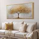 Large Framed Tree of Life Gold Wall Art for Living Room, Canvas Prints Paintings Artwork for Walls, Modern Luxury Golden Big Tree Pictures for Hallway Dining Room Bedroom Office Wall Decor 30x60 In