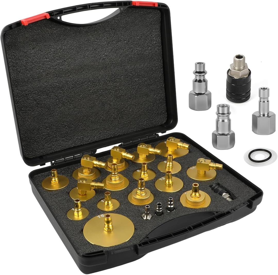 CMTOOL Master Cylinder Bleeder Kit, 20PCS Brake Bleeder Adapter Kit, Aluminum Material, Brake Pressure Bleeding Set with Quick Connector, for Most Vehicles