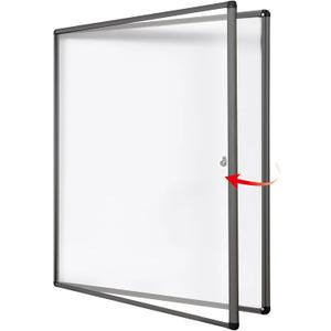 SWANCROWN Enclosed Bulletin Board Black Frame Enclosed Display Case with Magnets for School Message Notice, 38x38inch (12xA4)