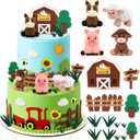 Hooqict 17Pcs Farm Cake Decorations Set with Mini Horse Cow Pig Sheep, Farm Animal Cake Toppers for Party Animal Birthday Cake Decorations Supplies Baby Showers
