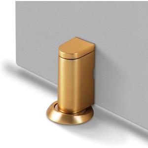 Windproof Magnetic Door Stoppers No Drilling Door Stop Strong Magnet Keep Door Open Door Catch Holder Wall Protect with Screws and Adhesive, Matte Gold, 1 Pack