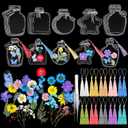 TaoBary 91 Pcs DIY Handmade Transparent Dried Flower Bookmark Set Include Butterflies Clear Bookmarks Dried Flowers Colorful Tassels and Tweezer for Book Bottle Supplies(Elegant Color)