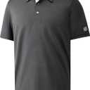 Mens Golf Shirt Short Sleeve Moisture Wicking Dry Fit Performance Solid Casual Pique Collared Golf Polo Shirts for Men (Medium, Dark Grey)