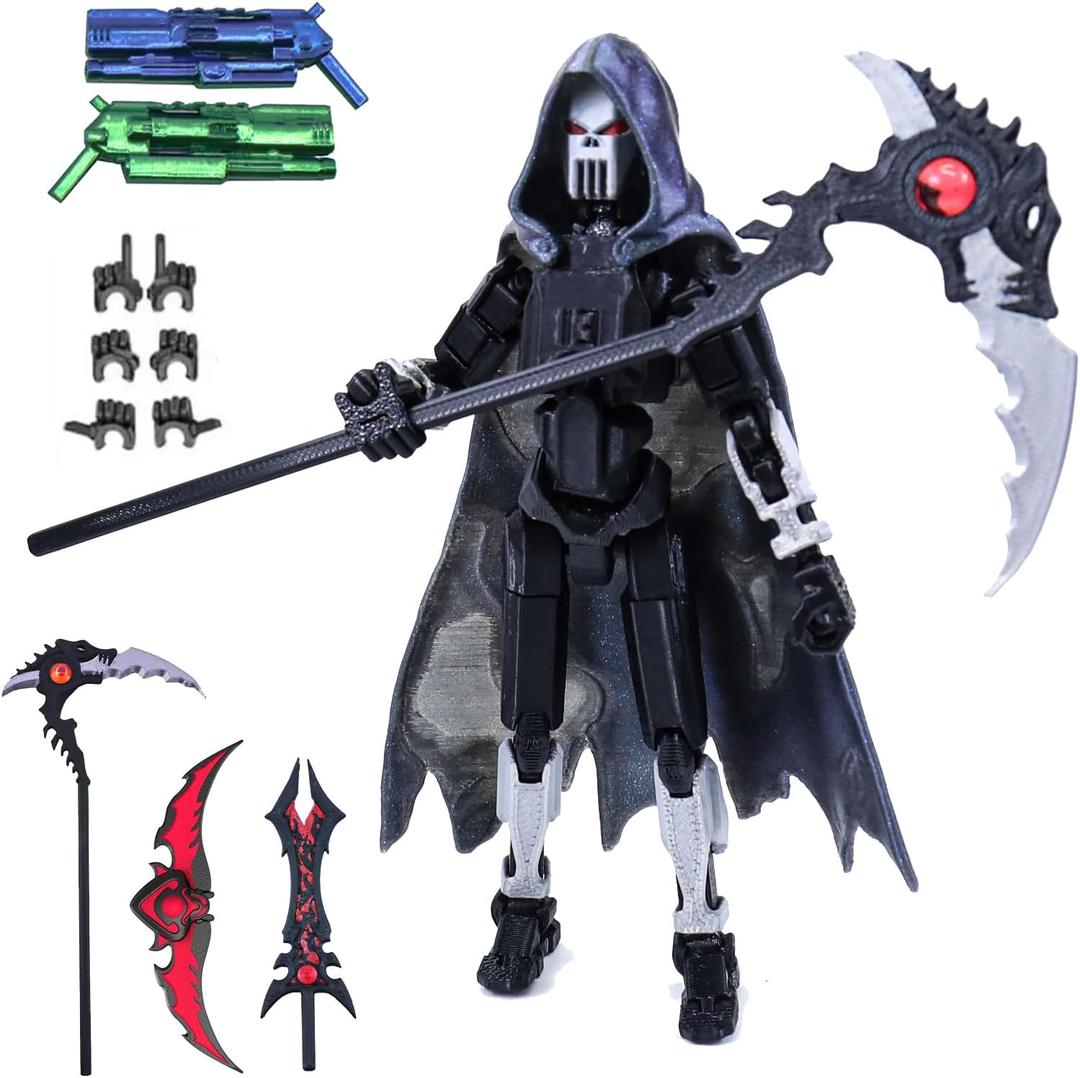 T13 Action Figure Set, 3D Printed Toy T13, Dummy 13 Titan 13,t13 Action Figure AccessoriesDeath Cape, Skeleton Robot, Cool Robot Stop Motion Animation Figure (Gray-Black)