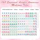 Soulchen 1.2in American Mahjong Tiles Set with Noise Reducing Mat 168 Acrylic Engraved Mahjong Game Tiles with Portable Storage Bags and 4 Dice for Adults Family Friends Collection Travel Game(Pink)