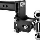 B&W Trailer Hitches Tow & Stow Adjustable Trailer Hitch Ball Mount - Fits 2.5" Receiver, Dual Ball (2" x 2-5/16"), 5" Drop, 18,000 GTW - TS20037B