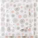 True North by Sleep Philosophy Cozy Flannel Warm 100% Cotton Sheet - Novelty Print Animals Stars Cute Ultra Soft Cold Weather Bedding Set, Twin XL, Pink/Grey Snowflakes 3 Piece