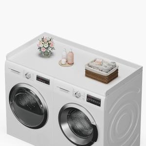 efluky Washer Dryer Countertop, Wood Countertop with Edge Rails for Laundry Room Organization and Storage, Washer Dryer Topper for Laundry Room, 27.5" x 54" White