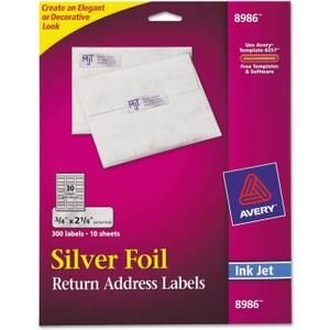 Avery Foil Mailing Labels, 3/4 x 2 1/4, Silver, 300/Pack