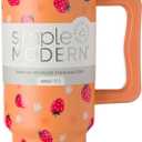 Simple Modern 40 oz Trek Tumbler with Handle and Straw Lid | Cup Holder Friendly Insulated Stainless Steel Travel Mug | Strawberry Fields