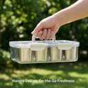 Snackle Box Container, 6-Compartment Stainless Steel Tray with Lid & Handle, Portable Divided Serving Platter for Fruit, Veggie, Candy - Perfect for Travel, Party, Beach
