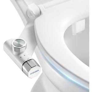 Non-Electric Bidet Attachment for Toilet Seat, Daul Clean Nozzles 3 Modes Adjustable Water Pressure Bidet Toilet Seat Attachment with Pressure Controls Feminine/Posterior Wash (White)