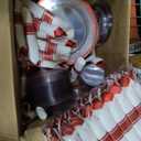 Goodluck 700 Piece Red Plastic Dinnerware Set for Party, Clear Disposable Plates for 100 Guests, Include: 100 Dinner Plates, 100 Dessert Plates, 100 Pre Rolled Napkins with Cutlery Set, 100 Cups