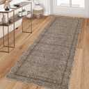 GarveeHome Scalloped Washable Runner Rug 2x6 Runner Non Slip Kitchen Rug Modern Taupe Rug Entryway Rug Farmhouse Soft Bathroom Rugs Stain Resistant Carpet for Hallway Laundry Bedroom 2 ft x6 ft Taupe