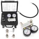 Cylinder Leak Down Tester Kit, Dual-Gauge 0-100PSI/700kPa CLD200M Cylinder Gas Leakage Detector 10-18mm Spark Plugs Gas Engine Diagnostic Tool, Black