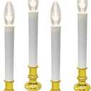 9 Pack Christmas Battery Operated LED Window Candles with Timer, Christmas Window Candles Lights with 3V Ultra-Bright LED Bulbs for Halloween Decorations Indoor Windows Mantels Table , 4 Suction Cups