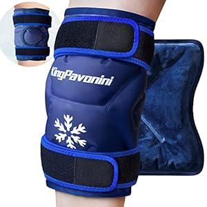 KingPavonini XXL Knee Ice Pack Wrap Around Entire Knee After Surgery, Large Reusable Gel Ice Pack for Injuries, Pain Relief, Swelling, Sports Injuries, 1 Pack, Blue 