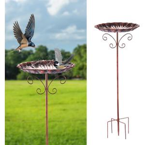 fanado Small Metal Bird Bath for Outside, 10" Dia Bowl Bird Baths Feeder Bowl for Outdoors, Vintage Birdbaths Standing for Garden Patio Yard Lawn Decor (Bronze)