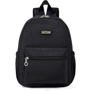 AOTIAN Mini Lightweight 11.8 Inch Backpack Durable Travel Hiking Women and Girls Small Daypack, 7 Liters Black