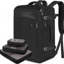 Vancropak Travel Bag, Extra Large 40L Carry on Backpack with 3 Packing Cubes Airline Approved for Men Women, Expandable Luggage Weekender Overnight Business Backpack, Gifts for Travelers, Black