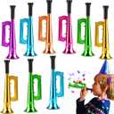 Lewtemi 24 Pack 7 Inch Metallic Trumpet Toys Plastic Trumpets Kids Horn Musical Instruments Music Party Favors Noisemaker Toys for Parties Events Stage Props