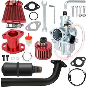 YOXUFA VM22 Carburetor Exhaust Header Muffler Stage 2 Kit Replacement for Predator 212cc 224cc 196cc 200cc 6.5HP Coleman CT200U BT200X Baja MB200 GX160 GX200 Axis M200 KT196 Mini Bike Go Kart Parts