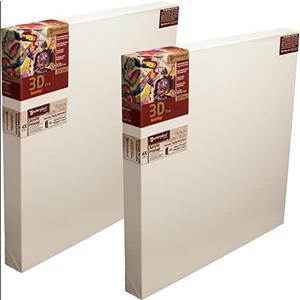 Masterpiece Z2DU-2028 3D Pro 2.5" Deep Vintage L22U Belgian Linen 12.0 oz Acrylic Primed Linen Stretched Canvas 20" x 28" White 2 Pack
