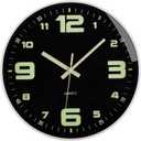Wall Clock 12 inch Battery Operated Silent Non-Ticking Glow in The Dark Clocks Analog Small Digital Night Light Up Neon Outdoor Clocks for Living Room Bedroom Kitchen Bathroom Home Decor