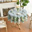 Horaldaily Easter Tablecloth 70 x 70 Inch Round Easter Eggs Bunny Ferns