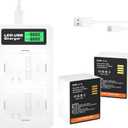 2-Pack 4800mAh Rechargeable Battery with Dual LCD Charger for Arlo Pro 5S 2K, Pro 4, Pro 3, Ultra 2, Ultra Camera VMA5400, VMC4060P, A-4a