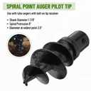 Bolt-On Spiral Point Auger, with 2 Pack 3 Point Auger Cutting Edge, for Heavy-Duty Augers, 3 Point Post Hole Digger