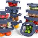 12-Pack Glass Containers with Tempered Lids Borosilicate, Oven-Safe(-4F~950F), Airtight, BPA-Free, Multi-Size for Meal Prep, Dishwasher Safe (Blue)