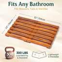 Premium Teak Shower Mat - 21" x 14" Non-Slip Wooden Bath Mat for Bathroom Floor, Fast-Drying Spa-Style Solid Wood Duckboard, Indoor & Outdoor Use
