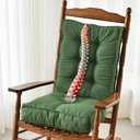 SUNROX Memory Foam Non Slip Rocking Chair Cushion, FadeShield Water Resistant Thicken Durable Tufted Pads, Set of Seat & Back Cushion with Ties for Indoor/Outdoor Rocker, 2 Piece, Army Green
